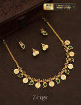 PP101639 - Gold tone Lakhmi coin & Mango Palakka Necklace with Earrings set 1-Zilmor